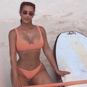 Hunza G Xandra Crinkle Bikini Set Orange Peach OS